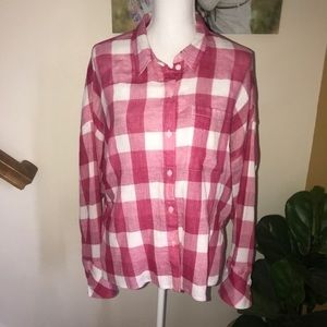 Sanctuary pink‎ gingham check Long Sleeve Button M